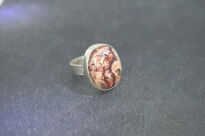 Pierścionek z Opalem Meksykańskim w Skale Macierzystej  Rękodzieło w Srebrze 925 r.17 - 11