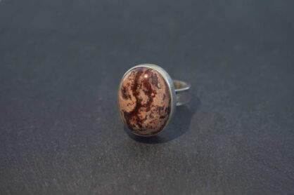 Pierścionek z Opalem Meksykańskim w Skale Macierzystej  Rękodzieło w Srebrze 925 r.17