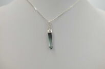 Turmalin zielony naturalny surowa zawieszka srebro 925 rękodzieło unikat - 6