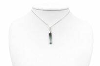 Turmalin zielony naturalny surowa zawieszka srebro 925 rękodzieło unikat - 8