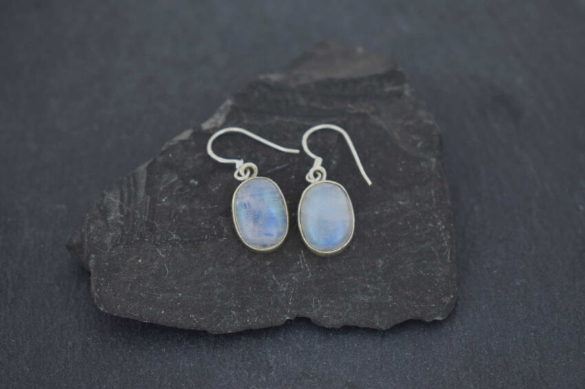 Kamień Księżycowy Kolczyki Wiszące Srebro 925