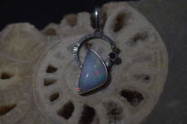 Wisiorek Opal Etiopia i Granat Srebro 925 i Mała Złota Kuleczka - 10