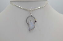 Wisiorek Opal Etiopia i Granat Srebro 925 i Mała Złota Kuleczka - 2