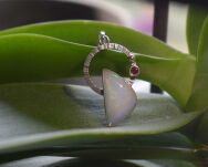 Wisiorek Opal Etiopia i Granat Srebro 925 i Mała Złota Kuleczka - 6