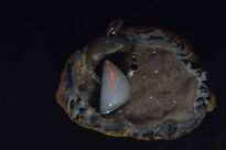 Wisiorek Opal Etiopia i Granat Srebro 925 i Mała Złota Kuleczka - 7