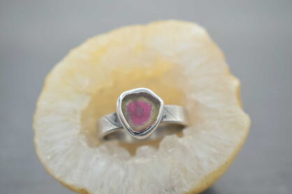 Pierścionek Turmalin Arbuzowy r.16 Srebro 925