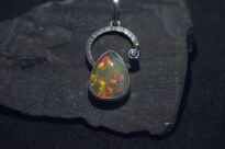 Wisiorek z Opalem z Etiopii i Granatem Srebro 925 i Mała Złota Kuleczka - 10