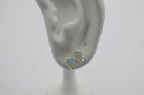 Srebrne kolczyki z naturalnym opalem etiopskim owalne srebro 925 - 12