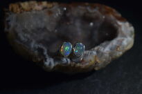 Srebrne kolczyki z naturalnym opalem etiopskim owalne srebro 925 - 3