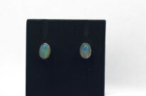 Srebrne kolczyki z naturalnym opalem etiopskim owalne srebro 925 - 4